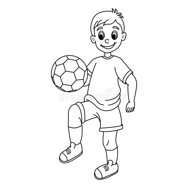 Cartoon Boy With Soccer Ball For Coloring Page Stock Vector Illustration Of Ball Soccer 272553563