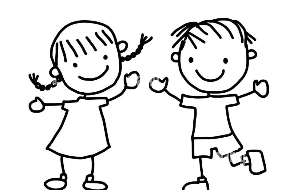 Cartoon Children Line Drawing And Banner And Back To School Stock Photo Alamy