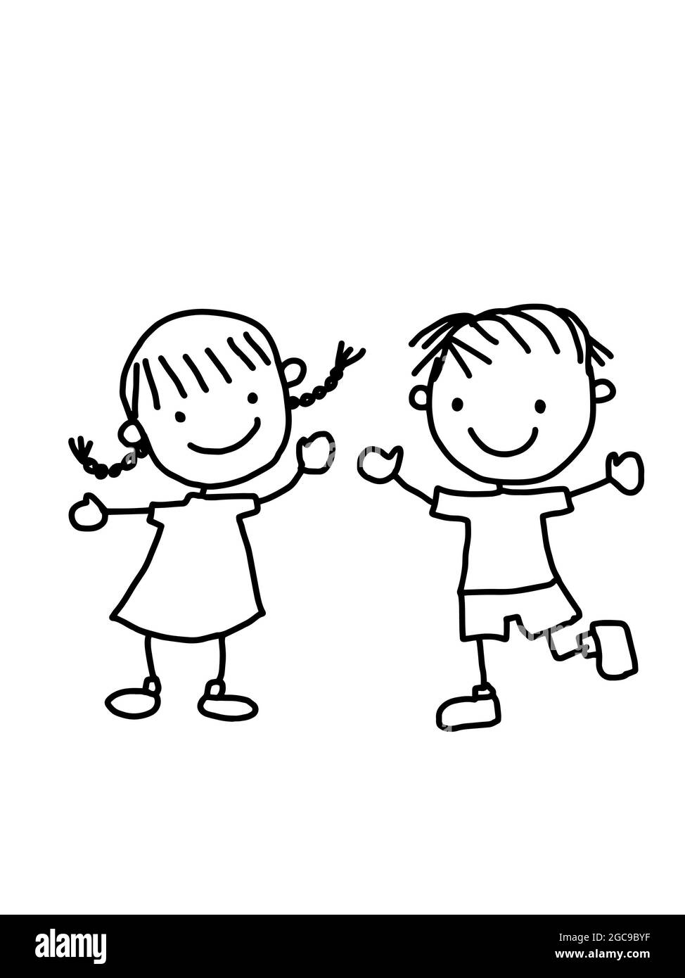Cartoon Children Line Drawing And Banner And Back To School Stock Photo Alamy