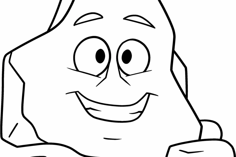 Cartoon Rock Coloring Page Easy Drawing Guides
