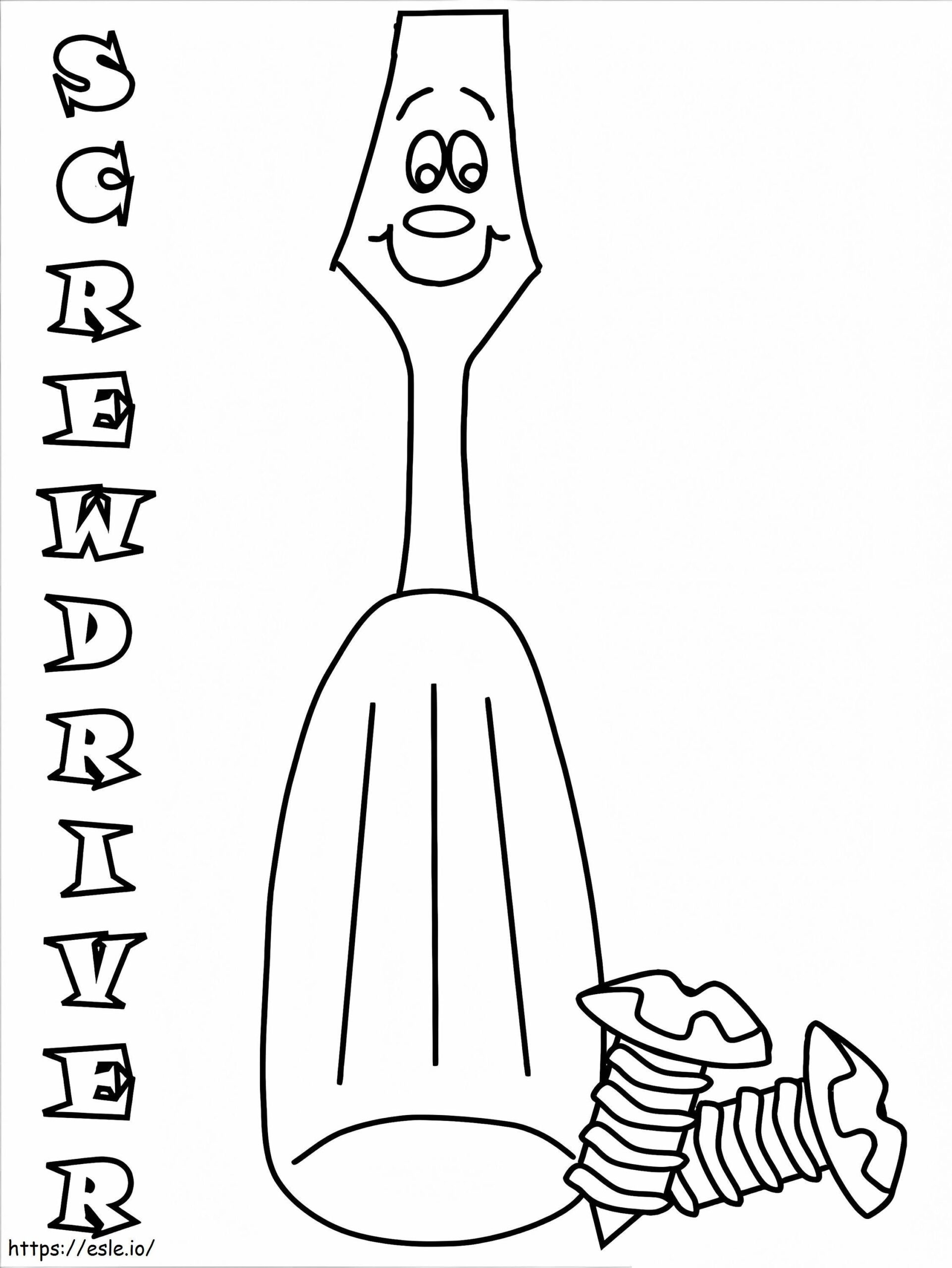 Cartoon Screwdriver Coloring Page