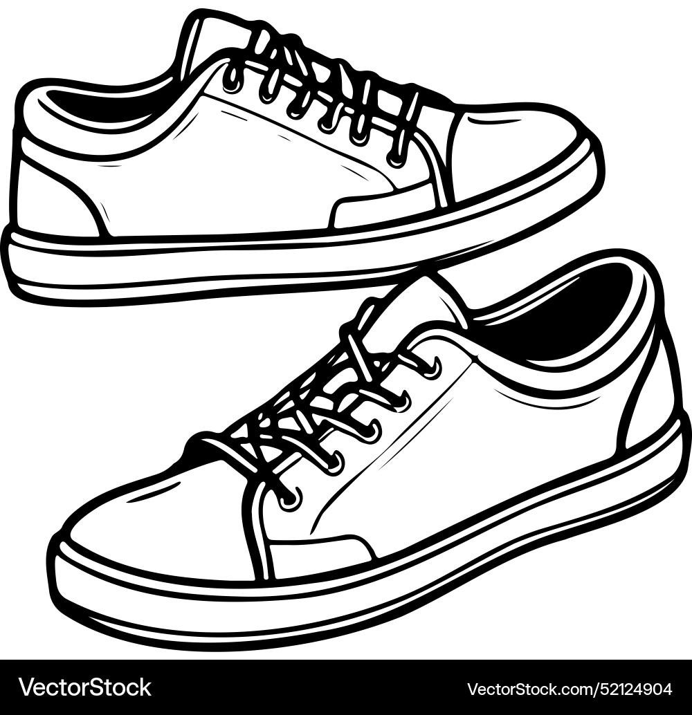 Cartoon Shoe Drawing Realistic Hand Line Vector Image