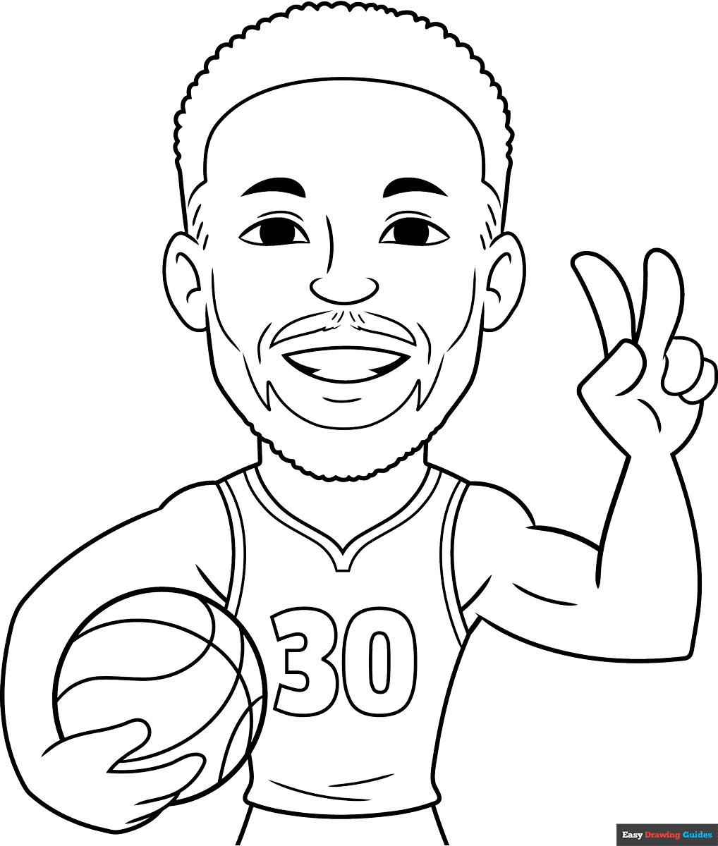 Cartoon Steph Curry Coloring Page Easy Drawing Guides