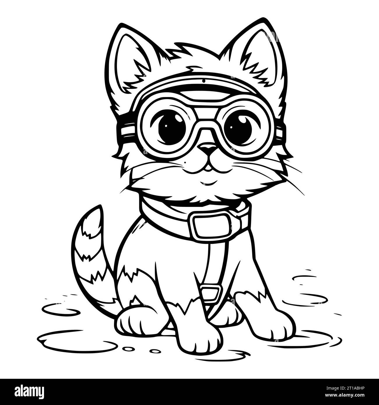 Cat Wearing Diving Goggles Coloring Pages Stock Vector Image U0026 Art Alamy
