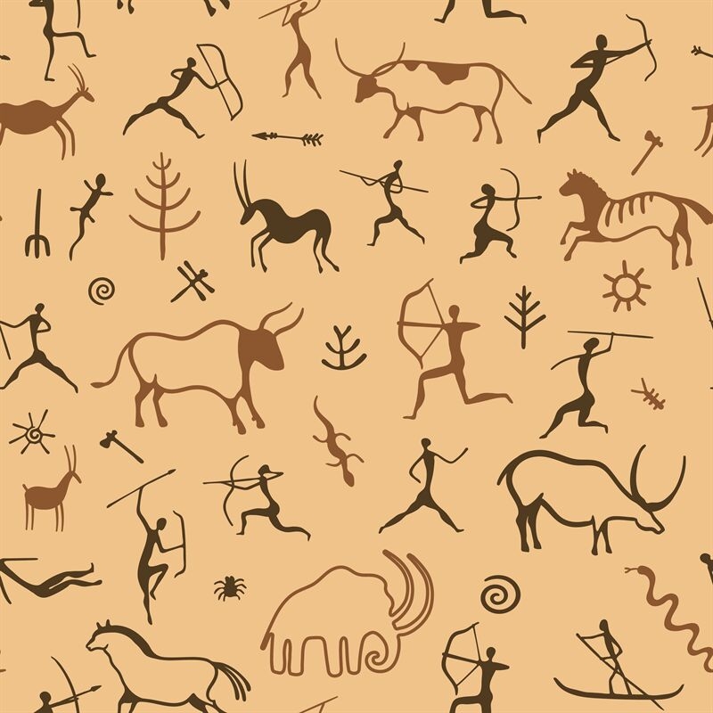 Cave Painting Pattern Seamless Print Of Primitive Ancient Drawing Of By Tartila TheHungryJPEG