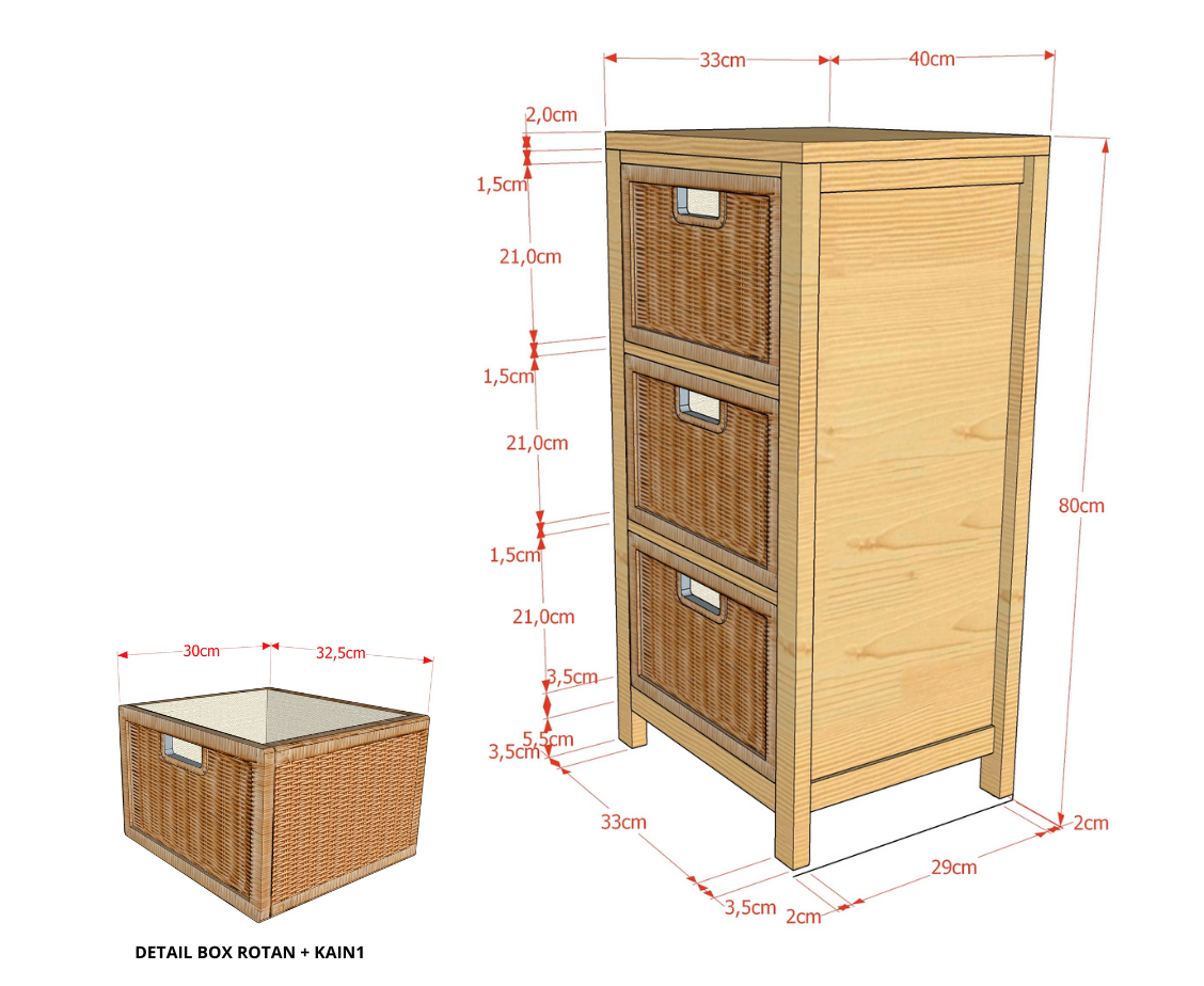 Chest 3 Drawer Natural