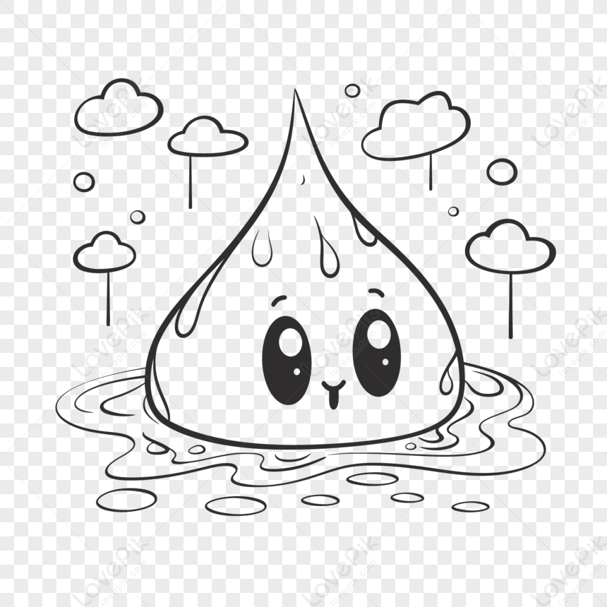 Chibi Raindrop Coloring Page For Children Outline Sketch Drawing Vector Mammal Puddle Coloring Book Thick Lines Page Sketch PNG Image Image And Picture For Free Download Lovepik
