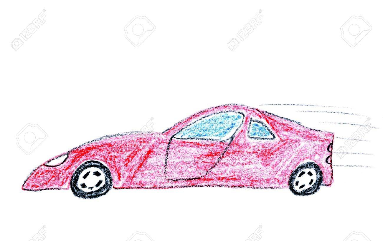 Child Drawing Of Red Speeding Sports Car Made With Wax Crayons Stock Photo Picture And Royalty Free Image Image 3095379 