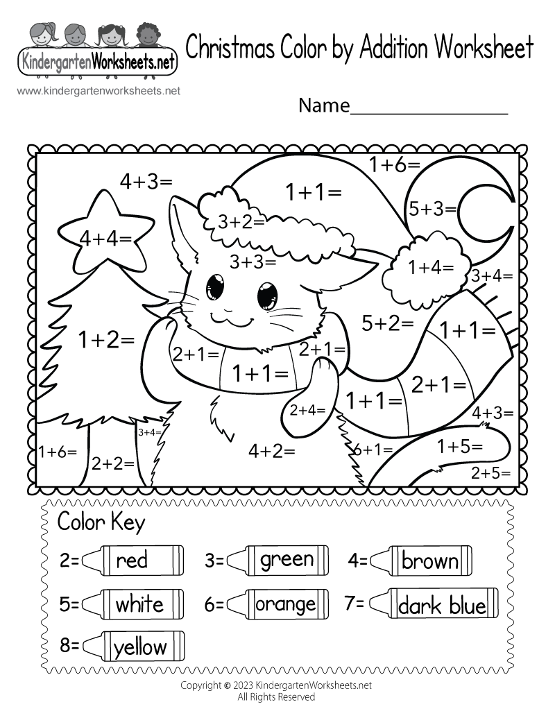christmas math sheets for kindergarten