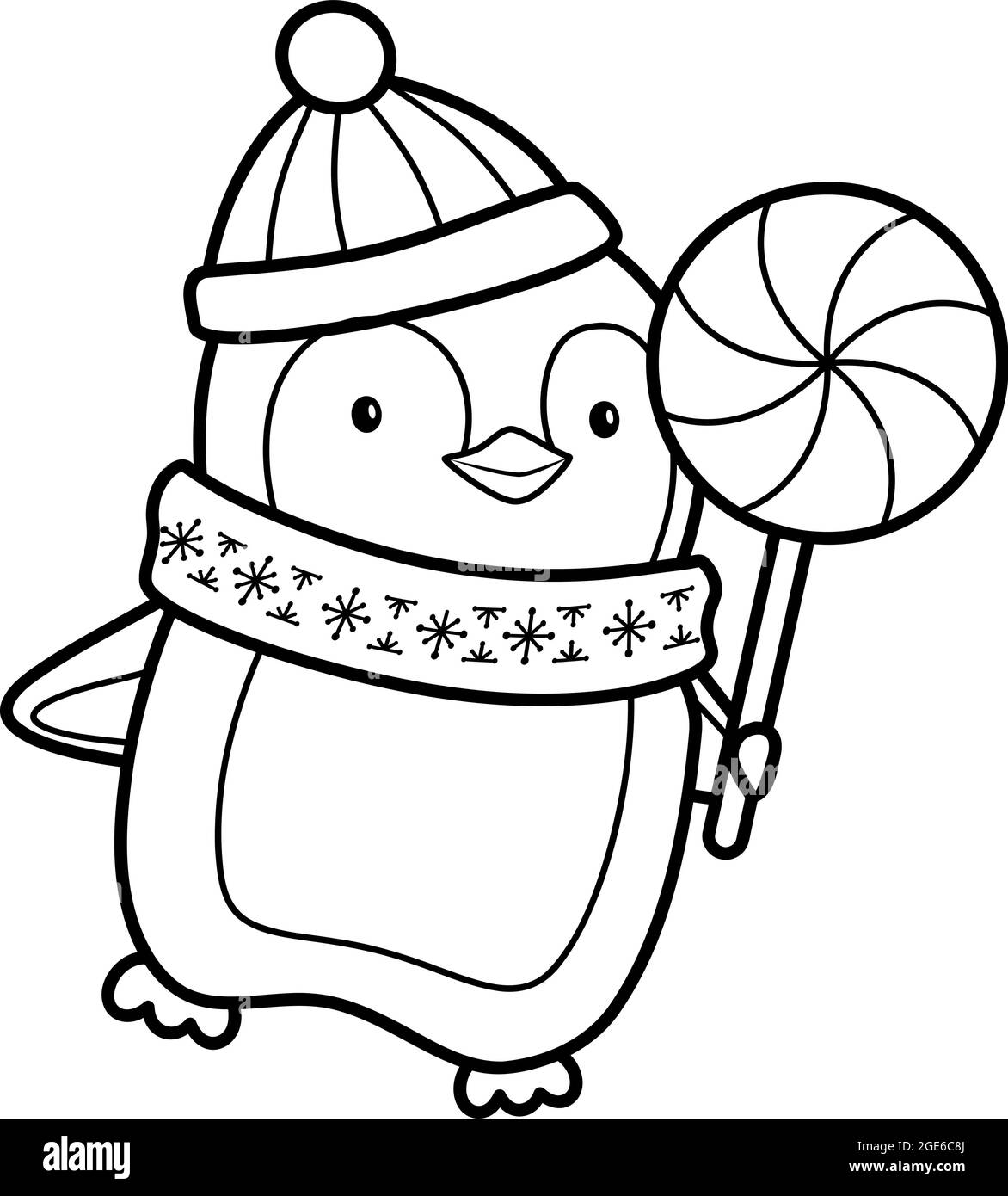 Christmas Coloring Book Or Page For Kids Christmas Penguin Black And White Vector Illustration Stock Vector Image U0026 Art Alamy
