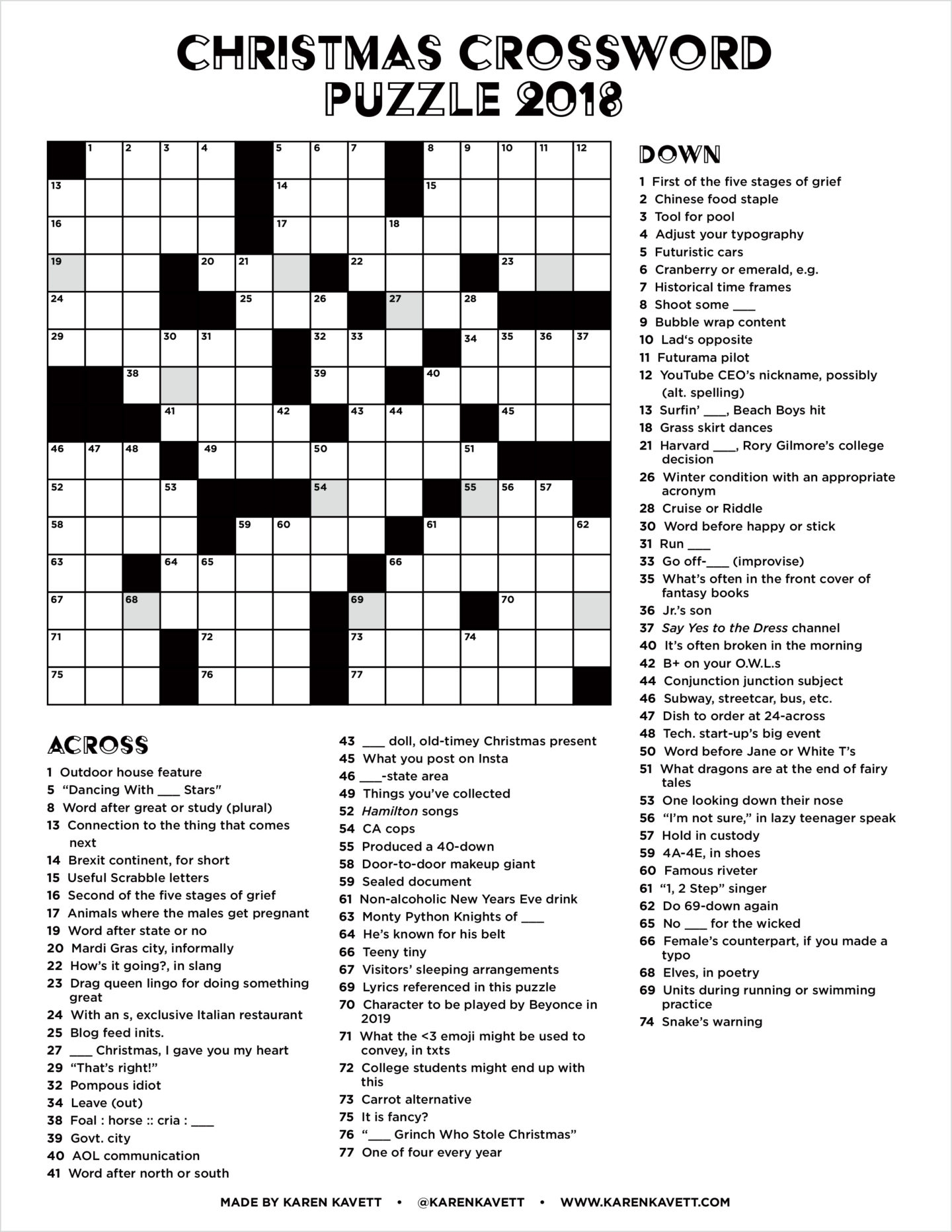 printable crossword puzzles christmas