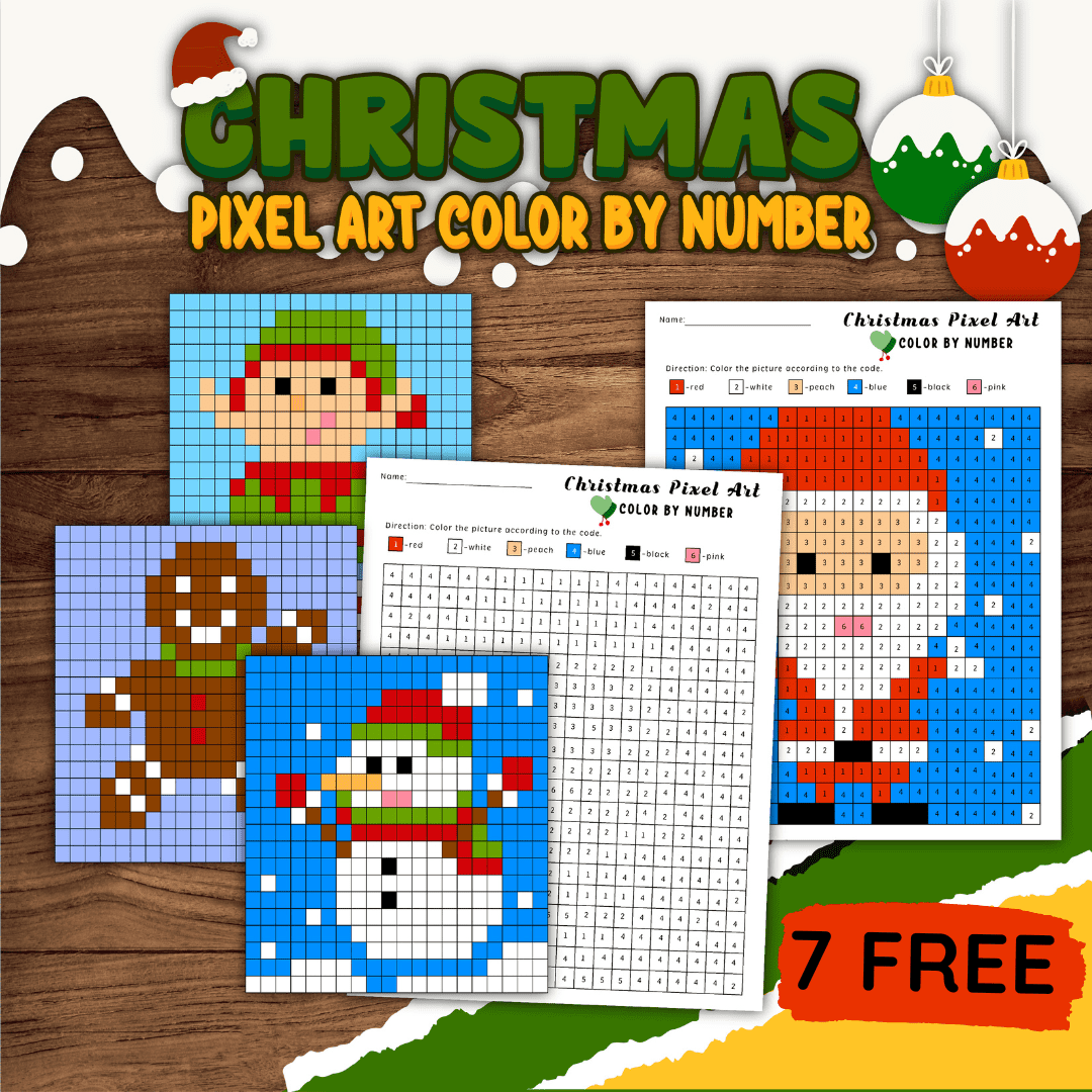 Christmas Pixel Art Color By Number Activities Rock Your Homeschool