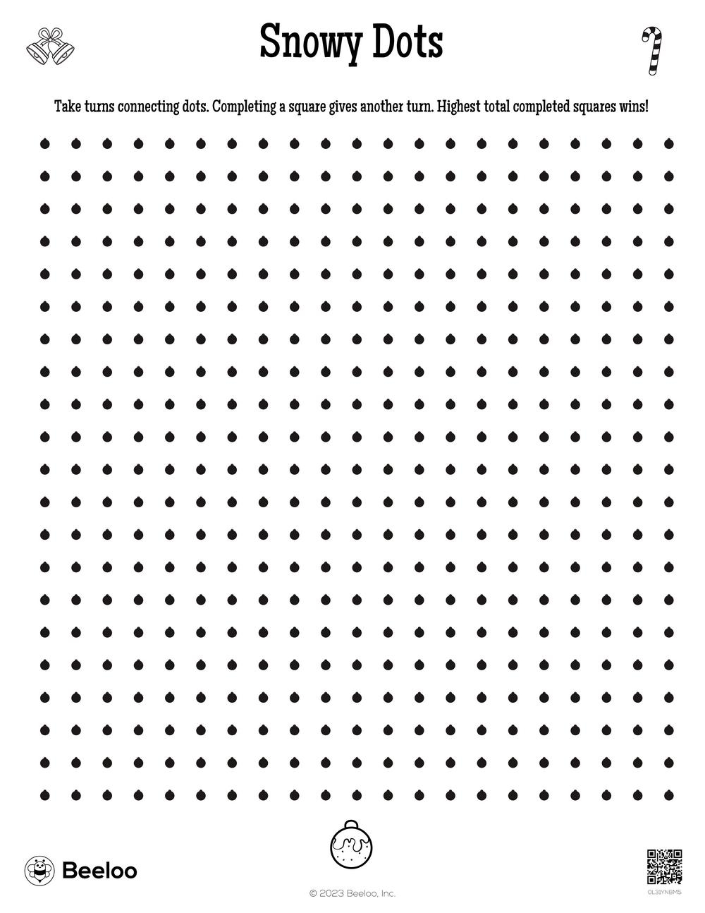 Christmas themed Dots And Boxes Games Beeloo Printable Crafts 