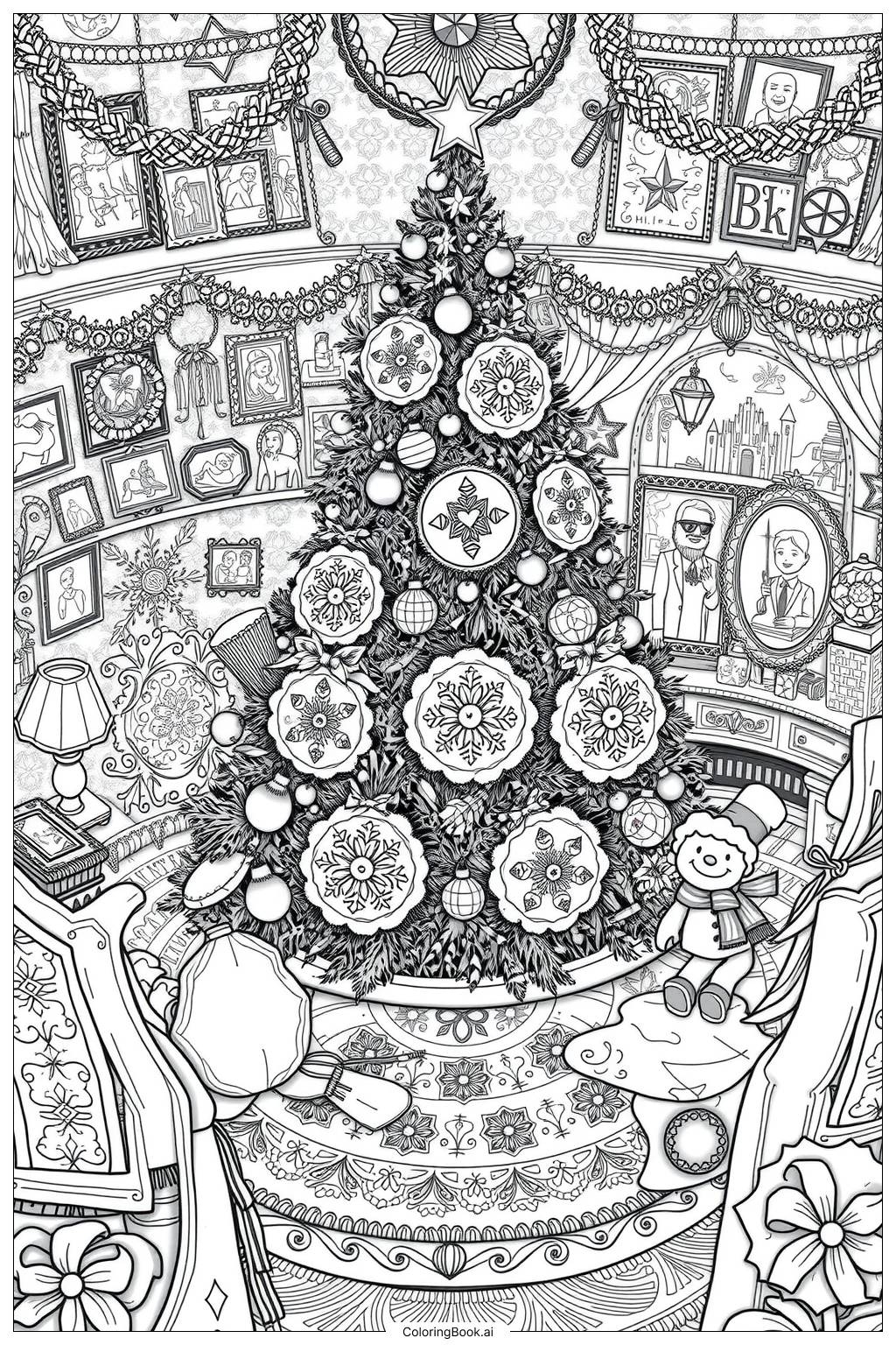hard coloring pages christmas