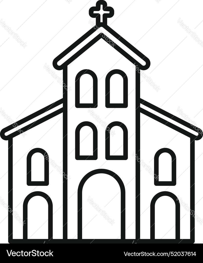Church Building Facade Line Art Drawing Royalty Free Vector