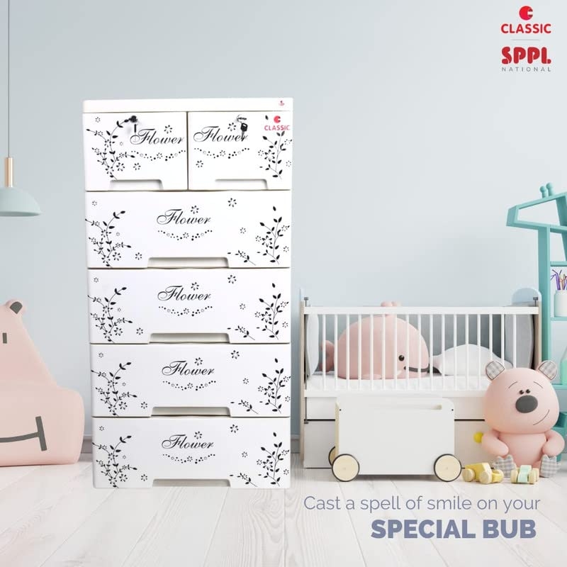 Classic Furniture Graffiti Flower Plastic Drawer Wardrobe Closet 