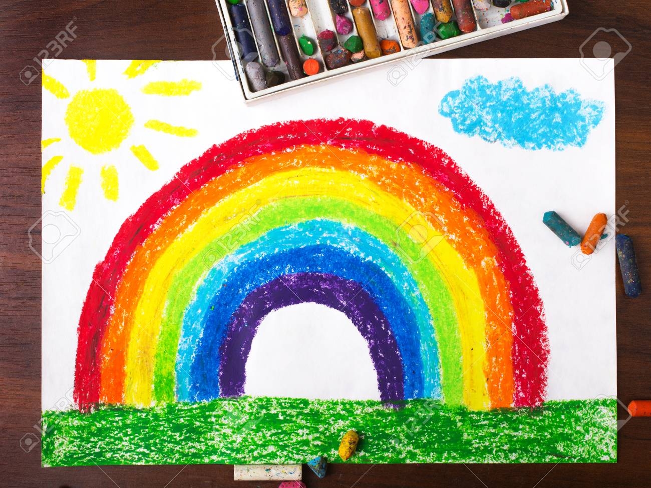 Colorful Drawing A Beautiful Rainbow Stock Photo Picture And Royalty Free Image Image 50765406 