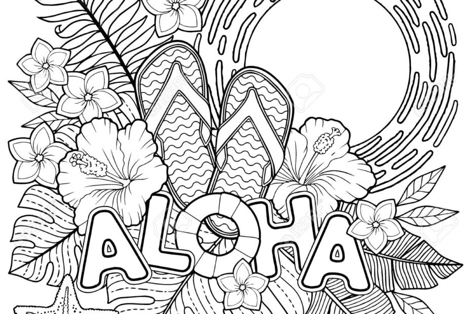 Coloring Book For Adults Toucan Among Tropical Leaves And Flowers