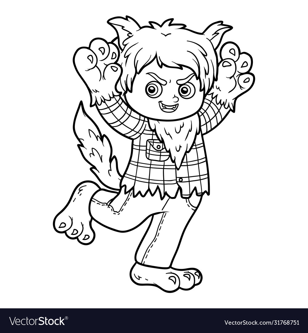 Coloring Book Werewolf Royalty Free Vector Image