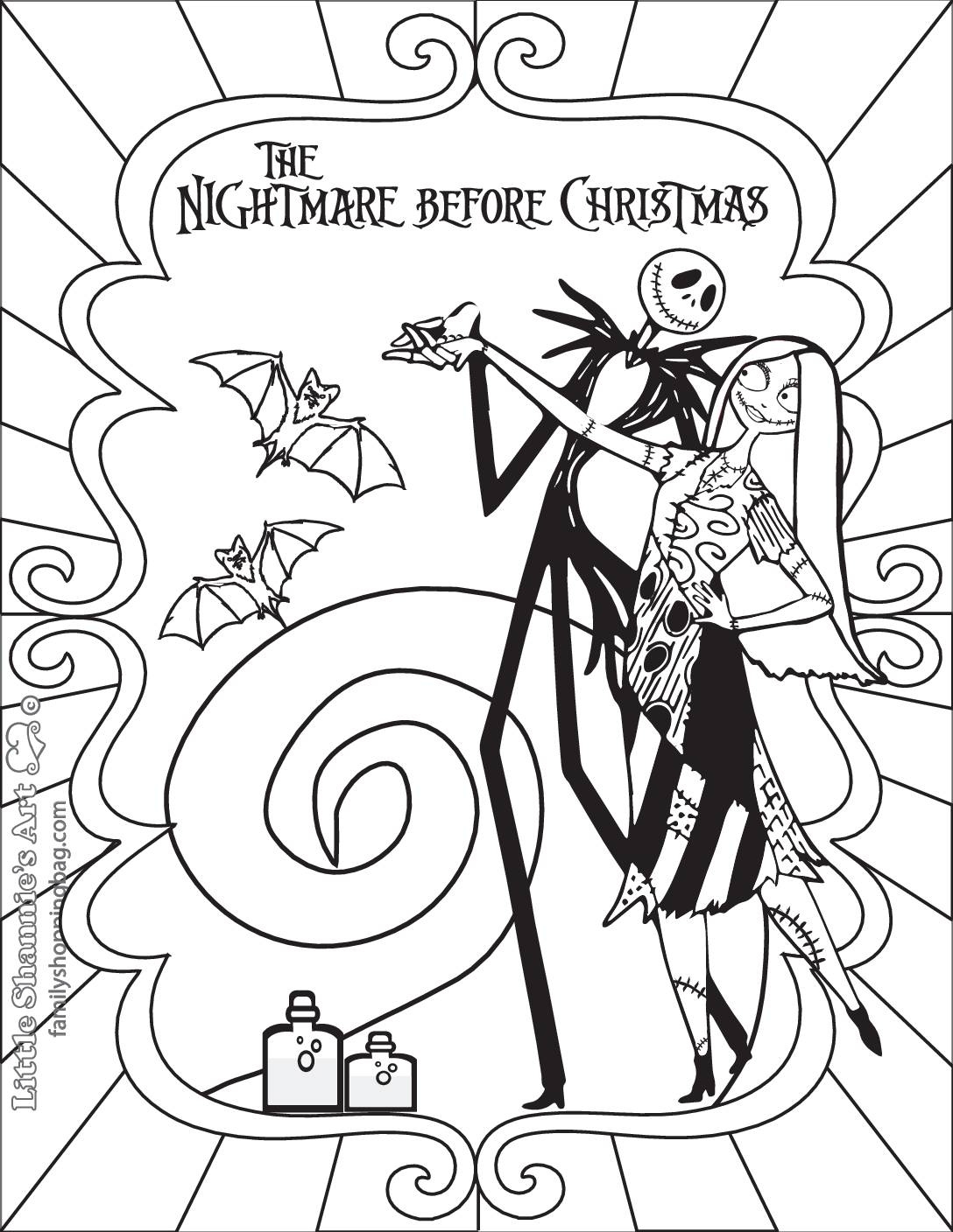 free nightmare before christmas coloring pages printable