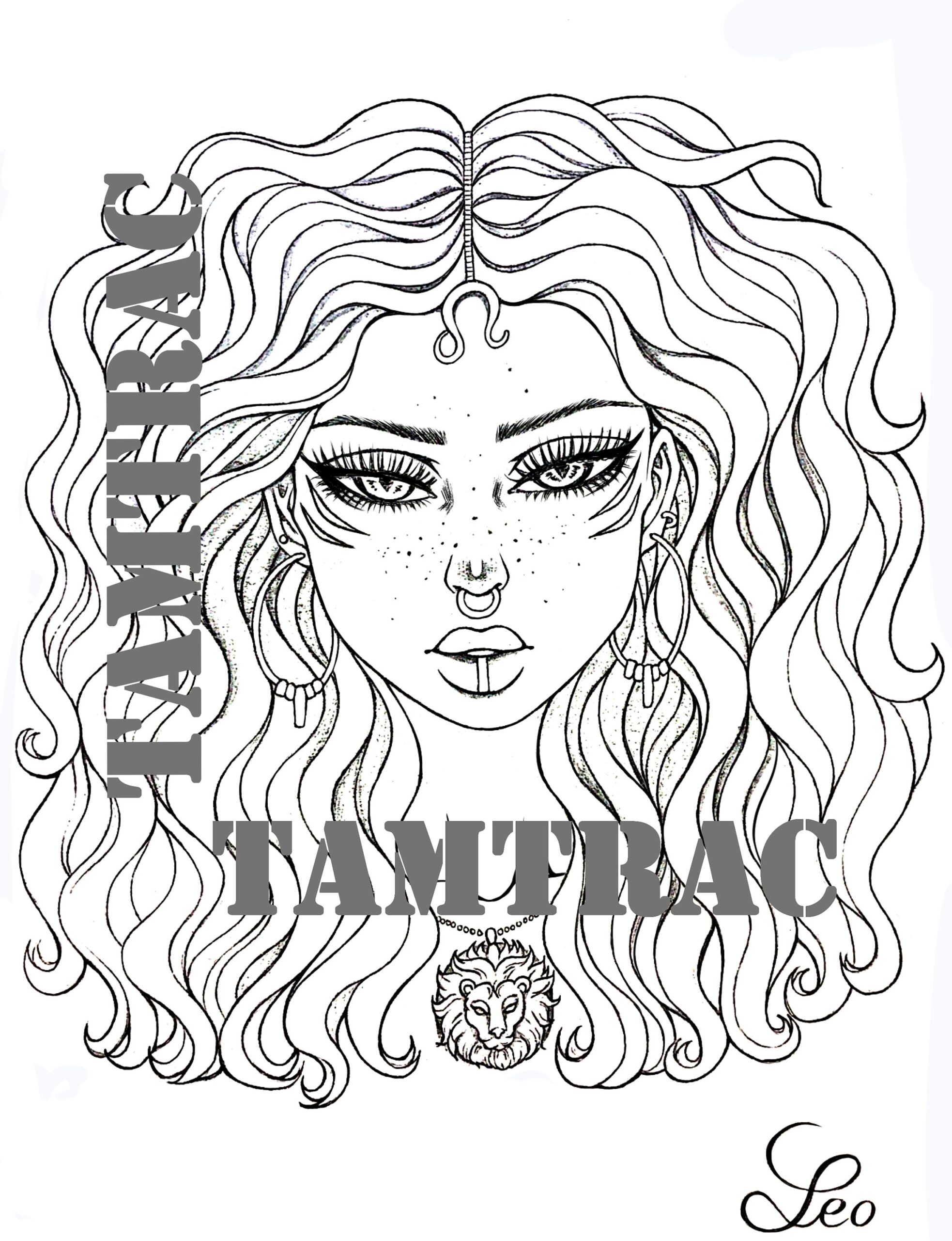 Coloring Page Leo Zodiac Girl 12 Signs A4 Printable Adult Tattoo Colouring Pages Book Instant Digital Download Illustration PDF Etsy