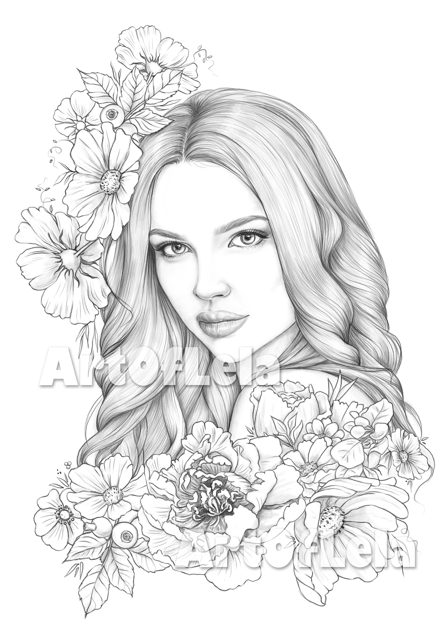 Coloring Page To Download Printable Adult Coloring Pages Grayscale Illustration