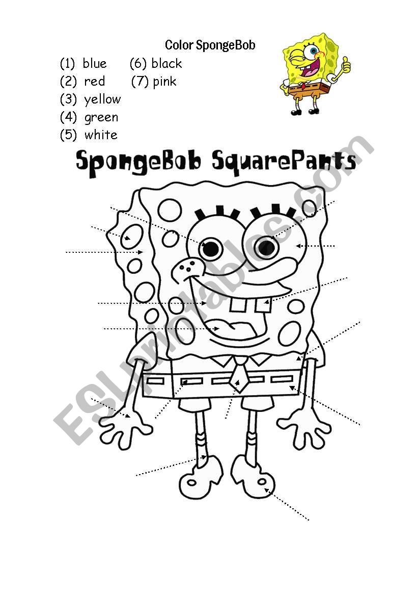 Coloring SpongeBob ESL Worksheet By Im Lety