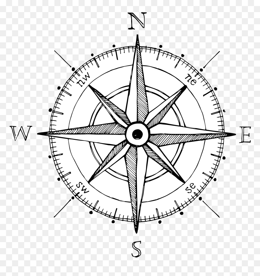 Compass Rose Drawing Hand Compass Compass Drawing HD Png Download Vhv