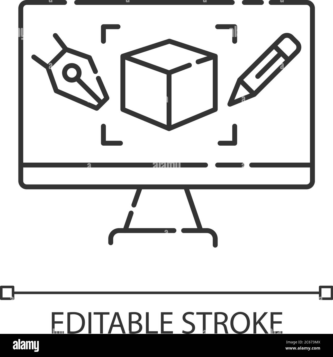 Computer Aided Design Pixel Perfect Linear Icon Graphic Design 