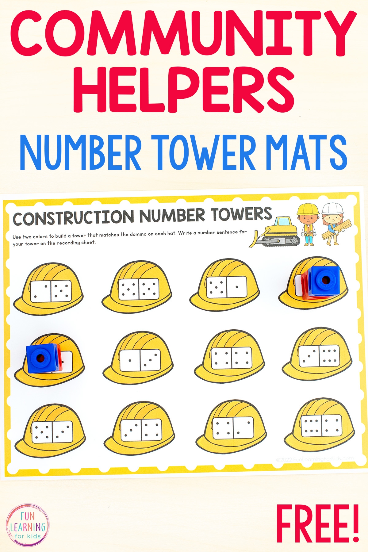 Construction Number Towers Free Printable Math Activity