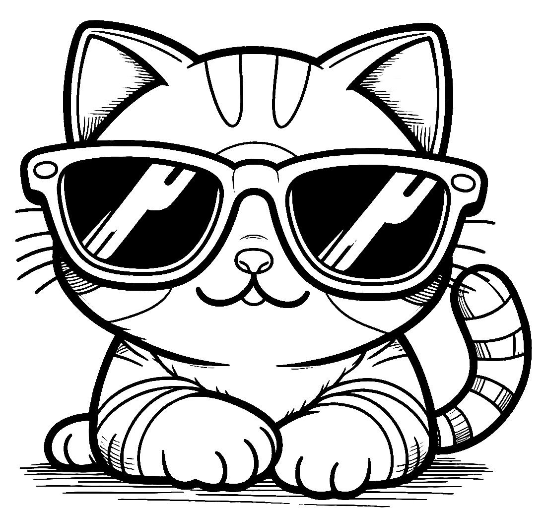 Cool Cat With Sunglasses Coloring Page