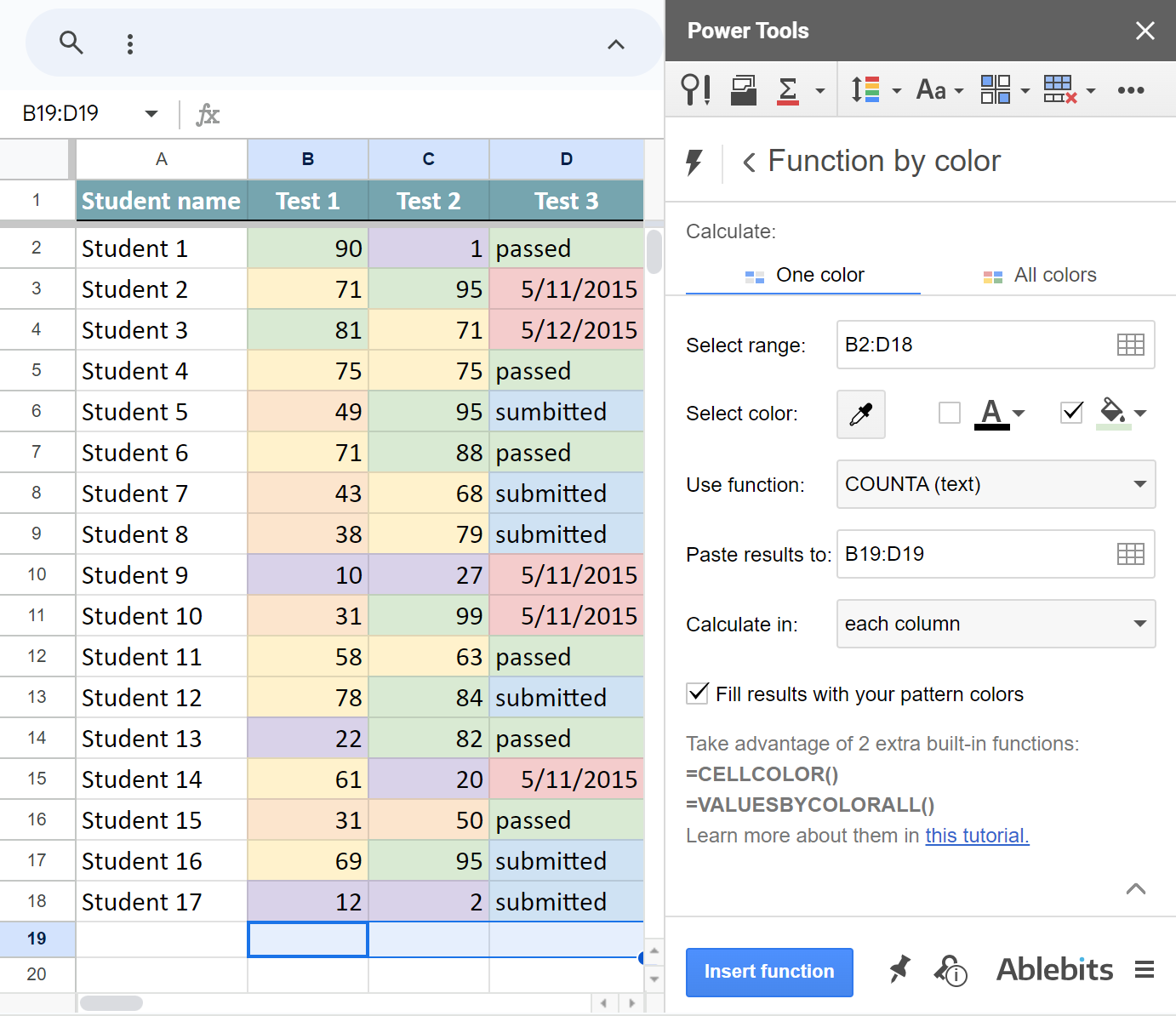 Count U0026 Sum Cells By Color In Google Sheets
