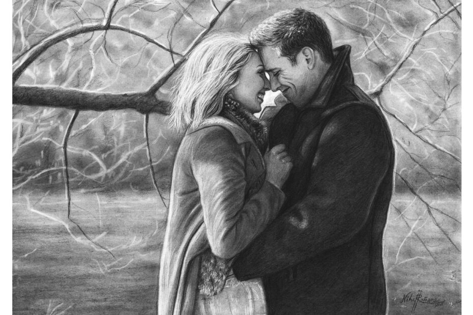 Couple Drawings Romantic Couple Drawing Personalized Couple
