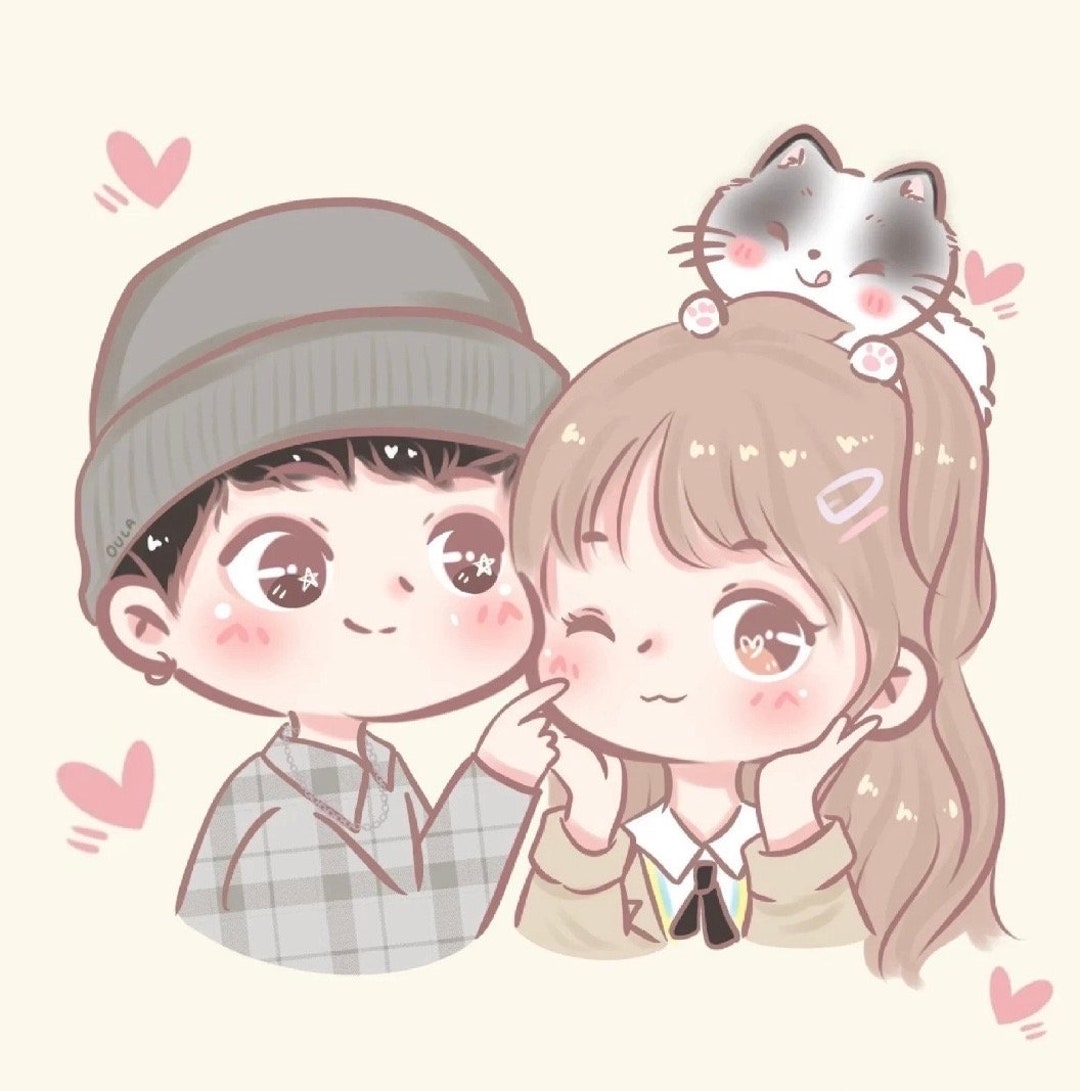 Custom Couple Portrait Cute Cartoon From Photo Family Friend Illustration Commission Personalized Digital Drawing Birthday Gift For Her Him Etsy