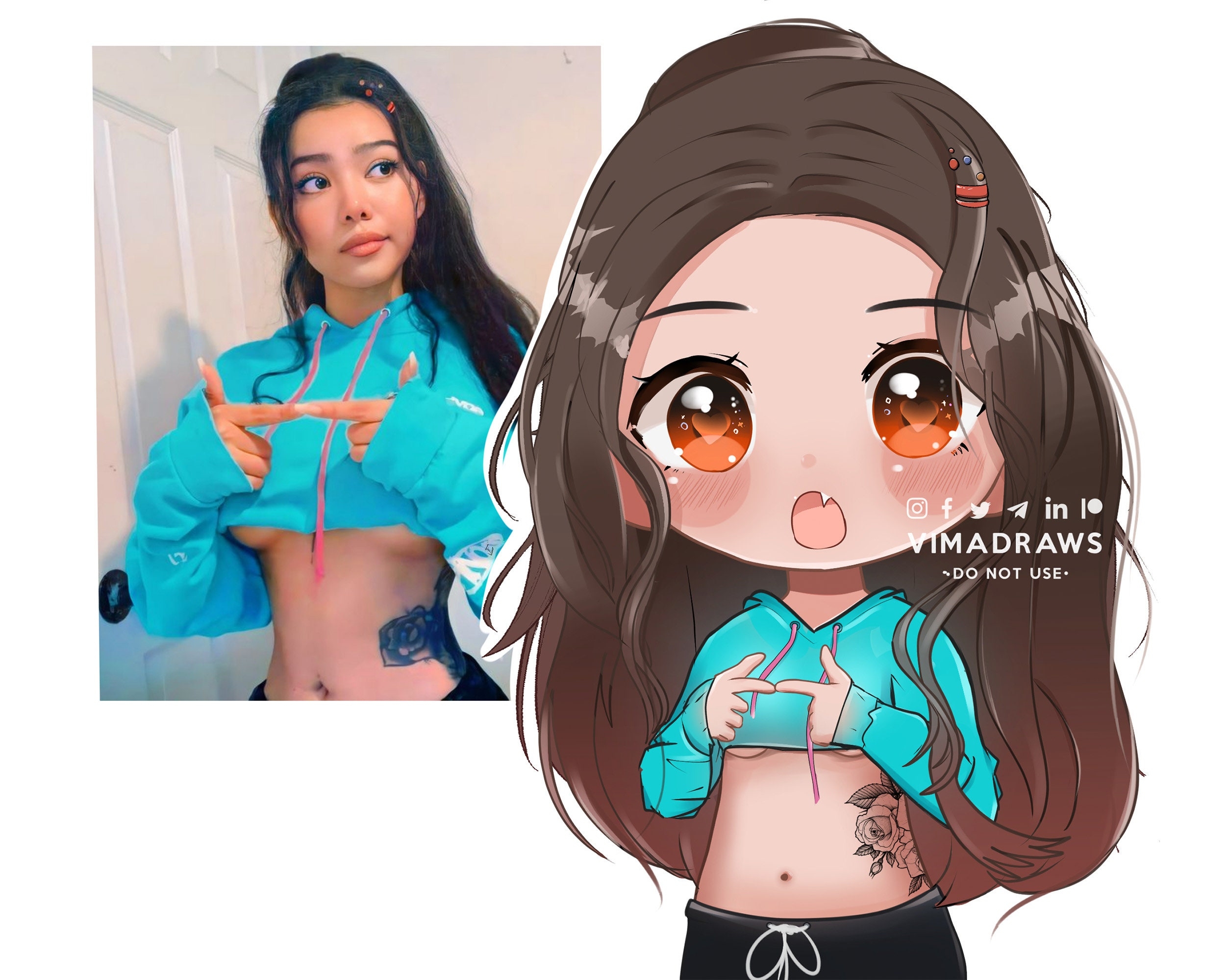 Custom Cute Anime Style Cute Character Drawing Your Cuter Baby Anime Version Best Gift For Her Anime Style Portrait Drawing Art Gift Etsy