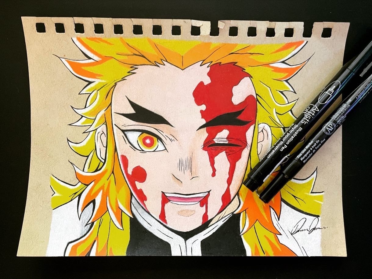 Custom Made Demon Slayer Rengoku Drawing