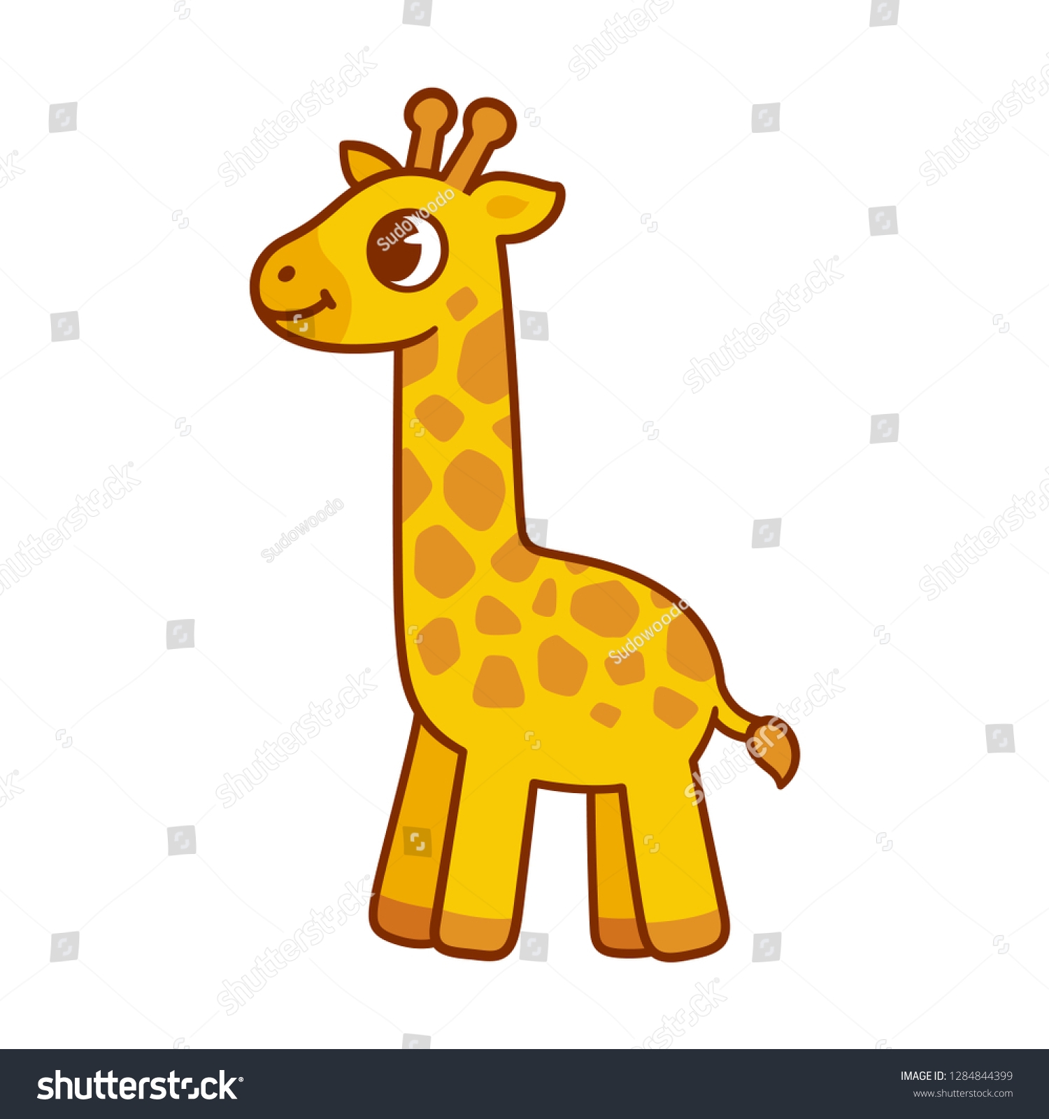 Cute Baby Giraffe Drawing Funny Cartoon Stock Vector Royalty Free 1284844399 Shutterstock