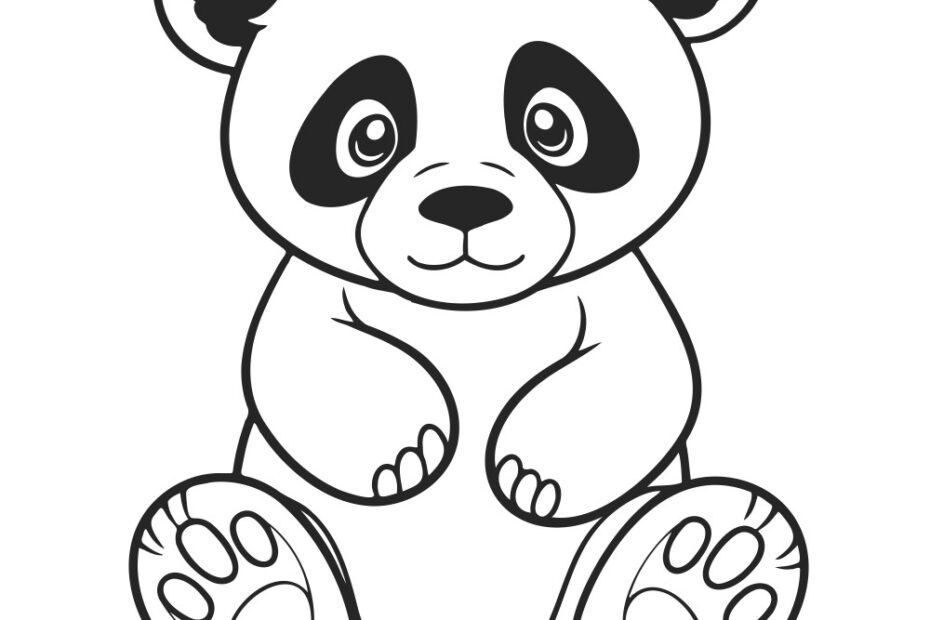 Cute Black And White Panda Drawing Royalty Free Vector Image