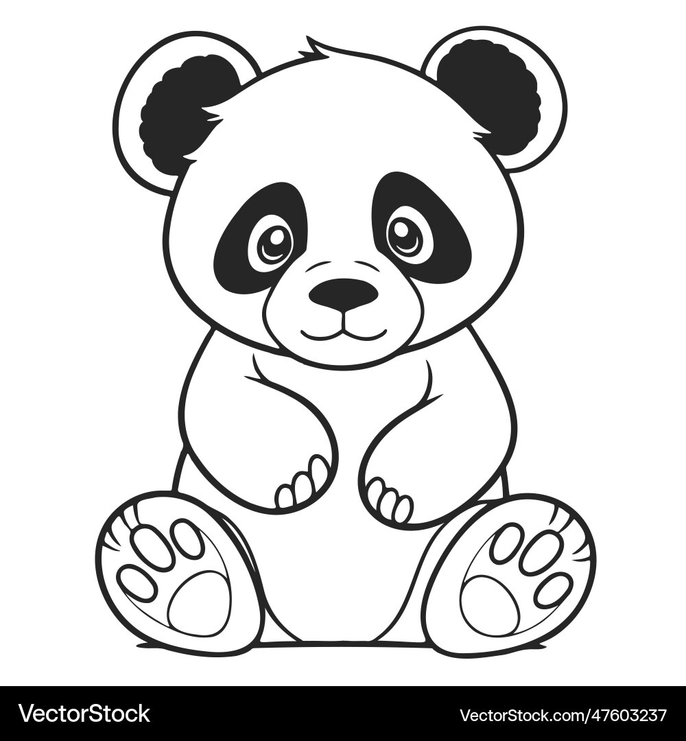Cute Black And White Panda Drawing Royalty Free Vector Image