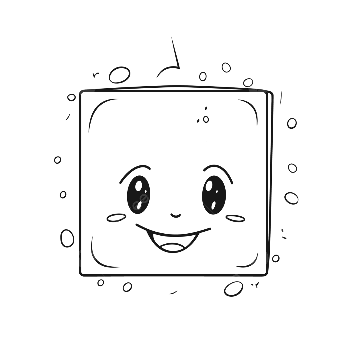 Cute Cartoon Square With A Funny Face And Bubbles Outline Sketch Drawing Vector Cute Clipart Drawing Clipart Bubbles Clipart PNG And Vector With Transparent Background For Free Download