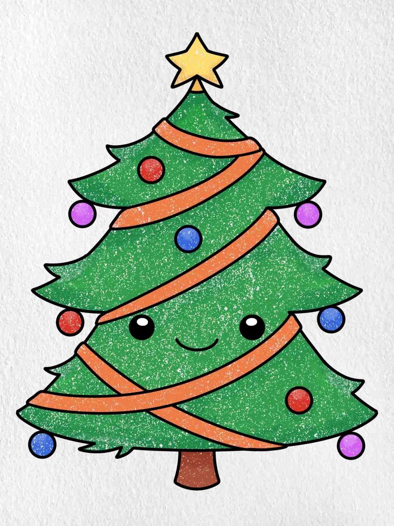 Cute Christmas Tree Drawing HelloArtsy