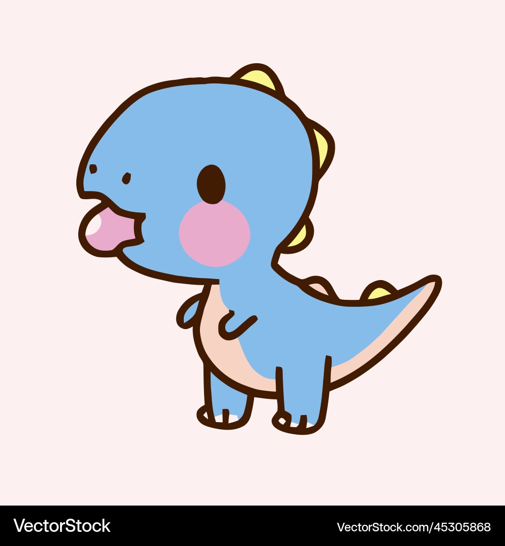 Cute Dinosaur Kawaii Chibi Drawing Style Vector Image