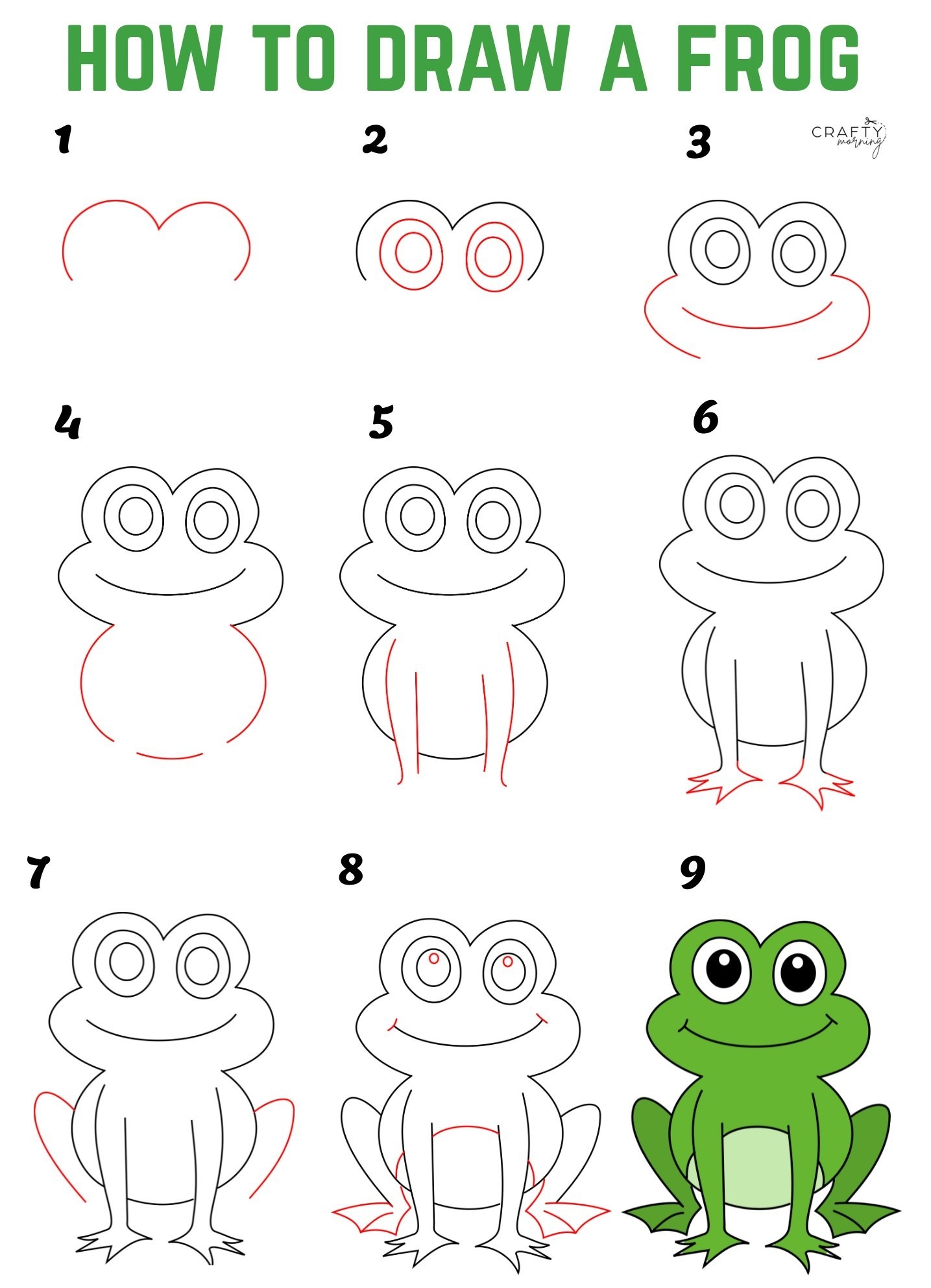 Cute Frog Drawing Step By Step How To Draw Crafty Morning