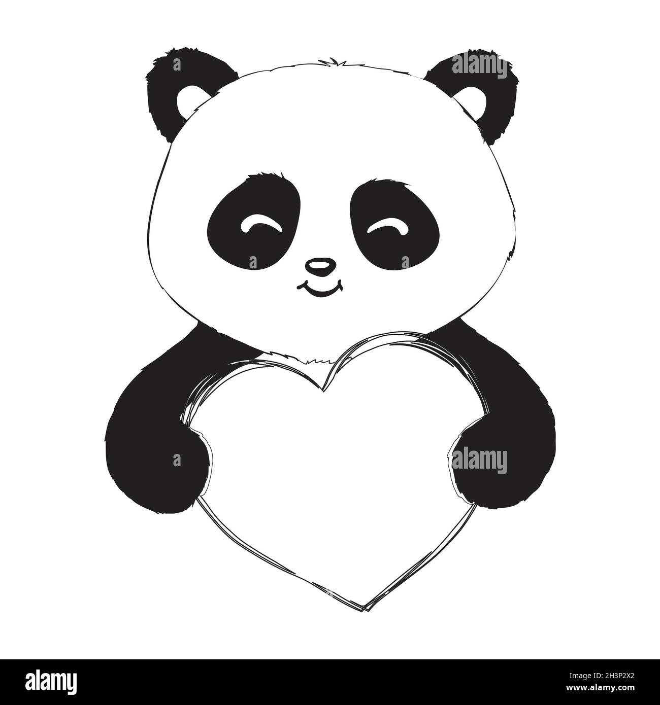 Cute Panda Sketch Simple Panda Bear Icon Or Logo Design Black 