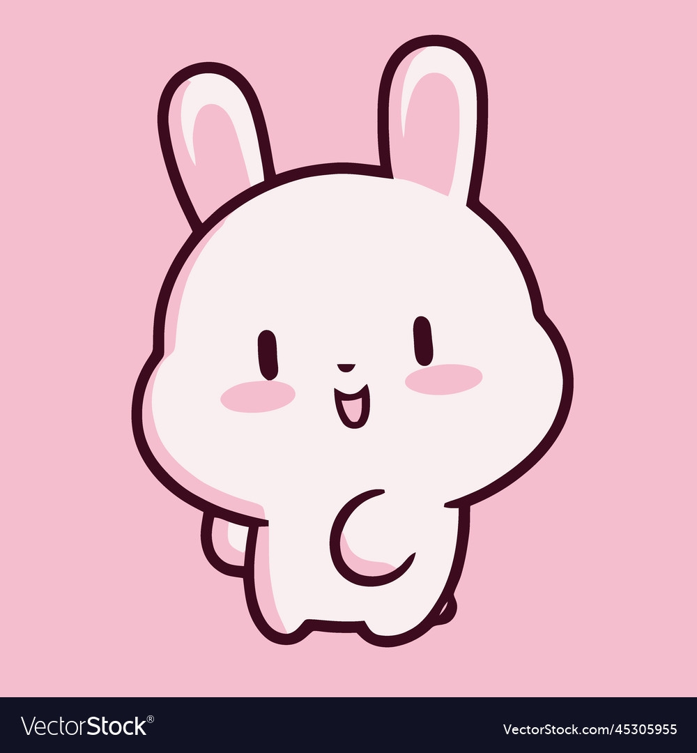 Cute Rabbit Kawaii Chibi Drawing Style Royalty Free Vector