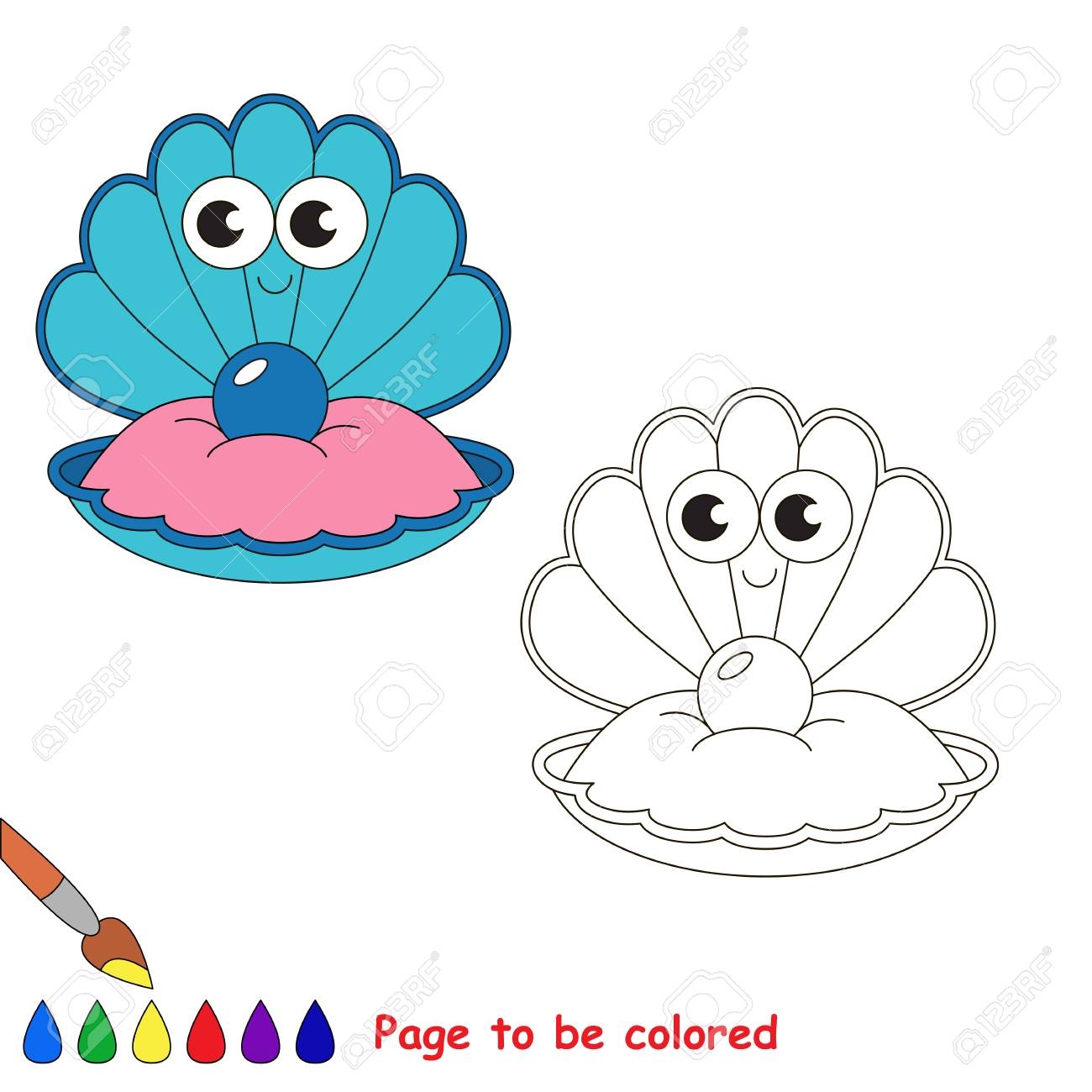 Cute Seashell And Oyster With Pearl To Be Colored The Coloring 
