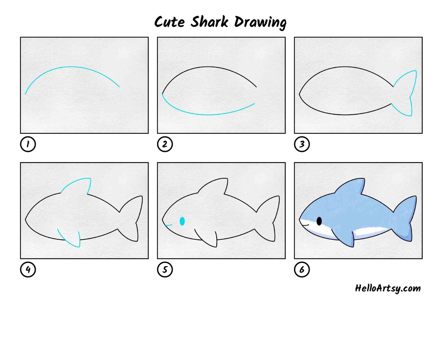 Cute Shark Drawing HelloArtsy