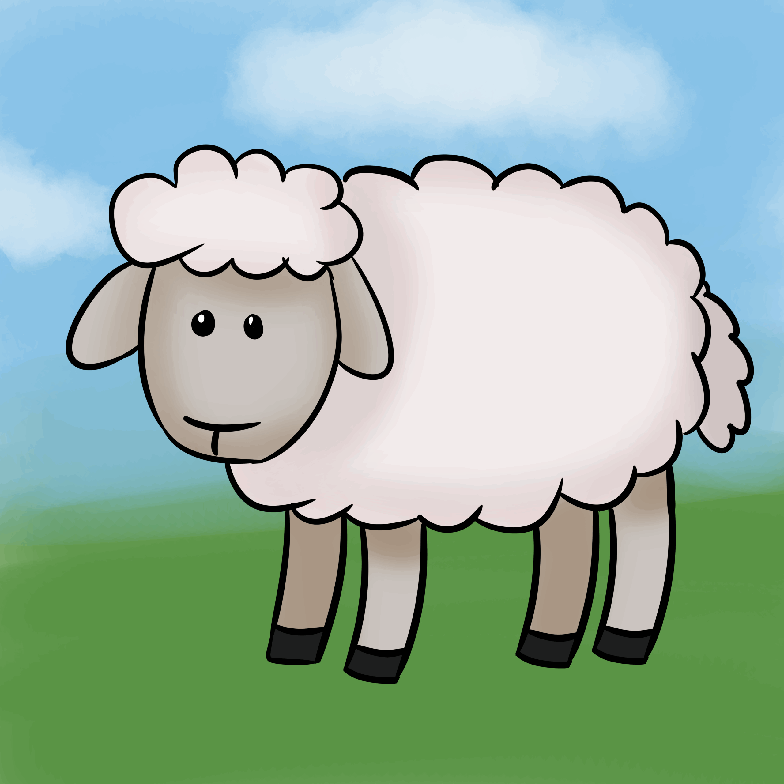 Cute Simple Sheep Drawing Inactive ice Feather Illustrations 
