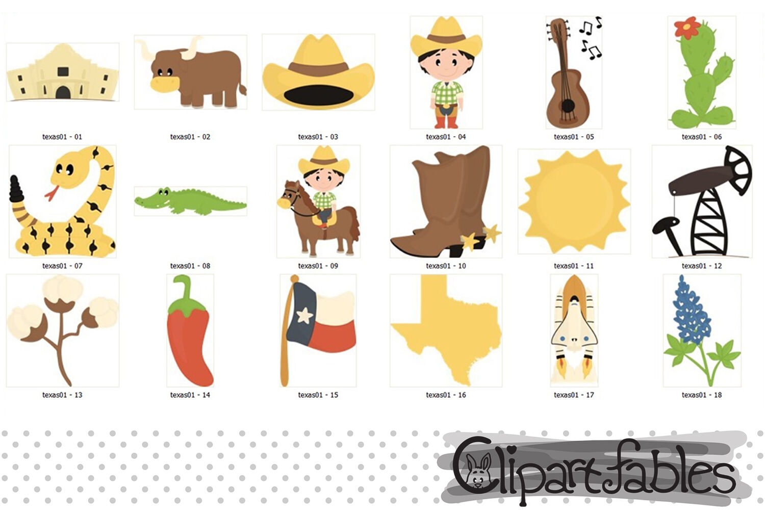 Cute TEXAS STATE Clipart Texas Symbols By Clipartfables 