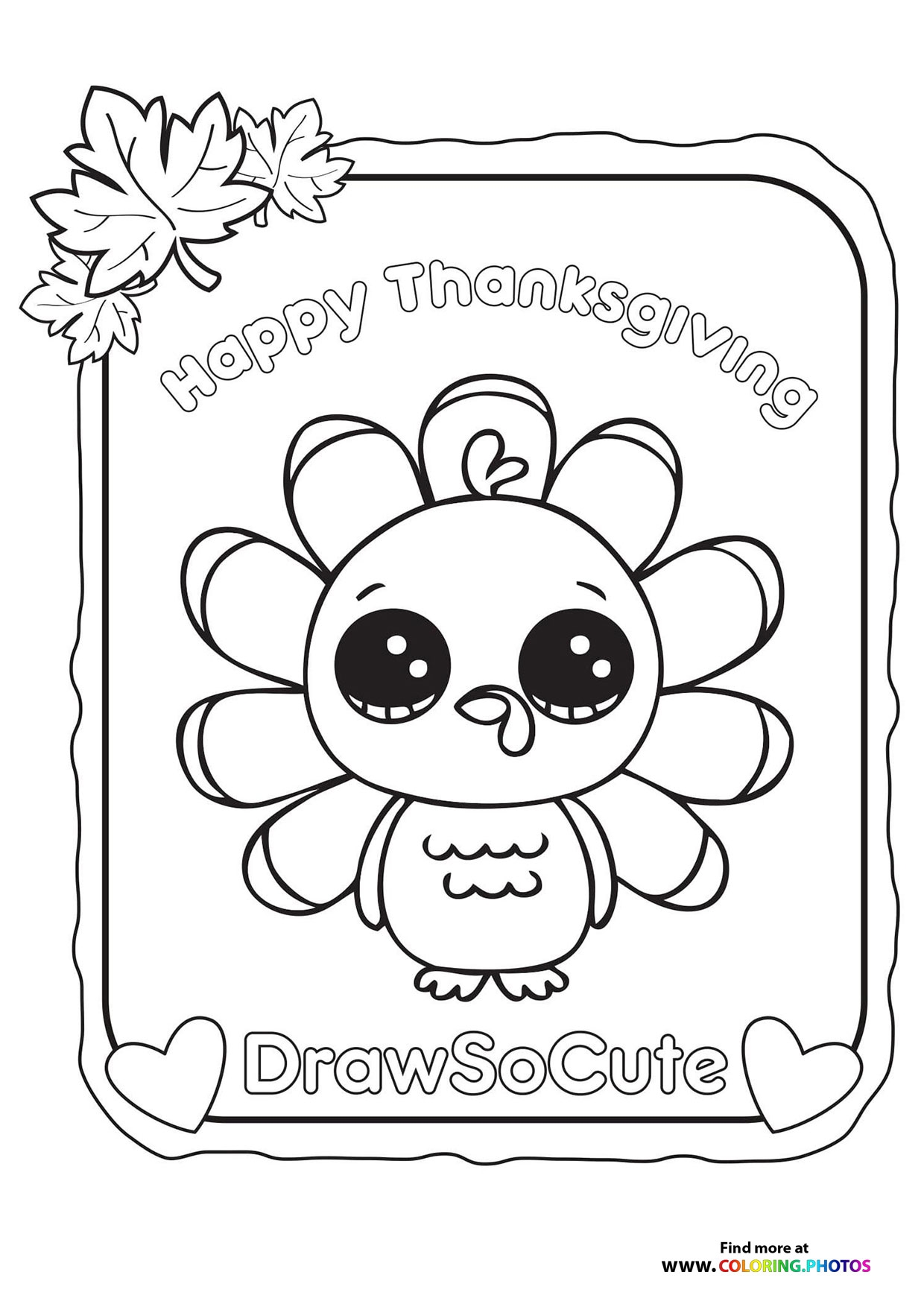 Cute Thanksgiving Turkey Coloring Pages For Kids